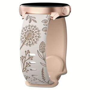 Dandelion Floral Engraved Silicone Watch Strap - Two-Tone Design, 22mm
